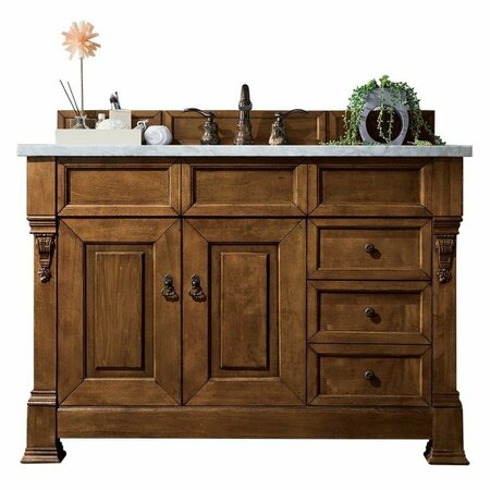 JAMES MARTIN VANITIES Brookfield 48in Single Vanity, Country Oak w/ 3 CM Arctic Fall Solid Surface Top 147-114-5276-3AF